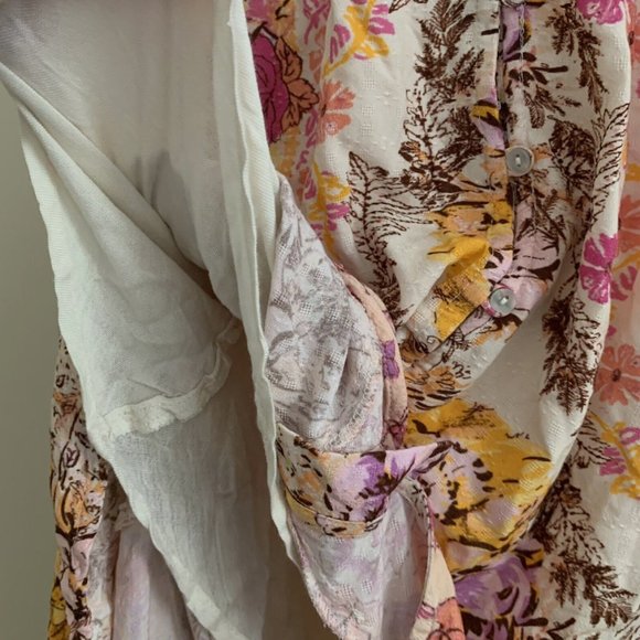 Free People Size XS Marais Printed Midi Asymmetrical Button Up Dress Size XS - Picture 10 of 14
